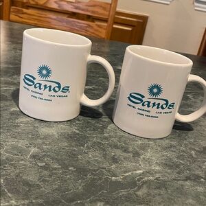 Sands Hotel Casino Las Vegas White Mugs pair